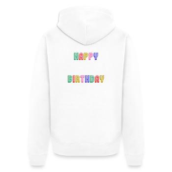 ALLES GUTE ZUM GEBURTSTAG. JAHRESTAG. - Unisex Premium Bio Zip Hoodie - Weiß - Hinten - Thijin (182cm)