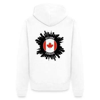 Ottawa Skyline Kanada Flagge Reise Souvenir - Unisex Premium Bio Zip Hoodie - Weiß - Hinten - Thijin (182cm)