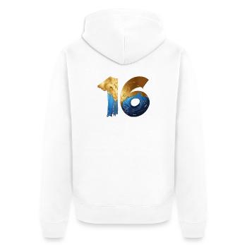 NR. 16 NUMMER 16 COOL 16. GEBURTSTAG - Unisex Premium Bio Zip Hoodie - Weiß - Hinten - Thijin (182cm)
