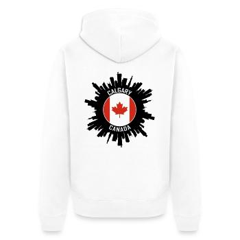 Calgary Skyline Kanada Flagge Reisesouvenir - Unisex Premium Bio Zip Hoodie - Weiß - Hinten - Thijin (182cm)