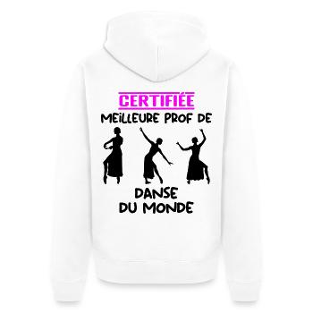 ZERTIFIZIERTER BESTER LEHRER - Unisex Premium Bio Zip Hoodie - Weiß - Hinten - Thijin (182cm)