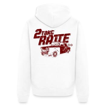 2TAKT RATTE - Kult DDR Trabi - Unisex Premium Bio Zip Hoodie - Weiß - Hinten - Thijin (182cm)