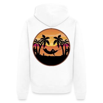 Sunset by the Sea - Palm Trees with Hammock - Unisex Premium Organic Zip Hoodie - white - Back - Thijin (182cm)