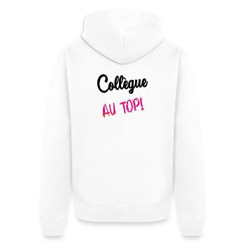 KOLLEGE. HUMOR. RUHESTAND. RUHESTAND. PENSIONIERT - Unisex Premium Bio Zip Hoodie - Weiß - Hinten - Thijin (182cm)
