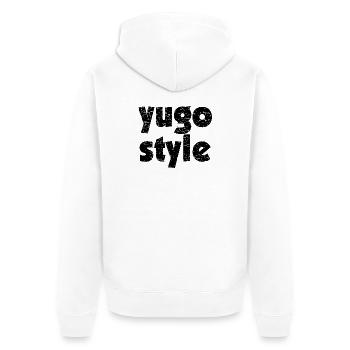 yugo style - united style of Balkan - Unisex Premium Bio Zip Hoodie - Weiß - Hinten - Thijin (182cm)