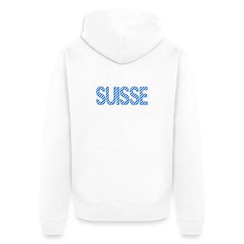 SCHWEIZ. HUMOR. LAND. FLAGGE - Unisex Premium Bio Zip Hoodie - Weiß - Hinten - Thijin (182cm)