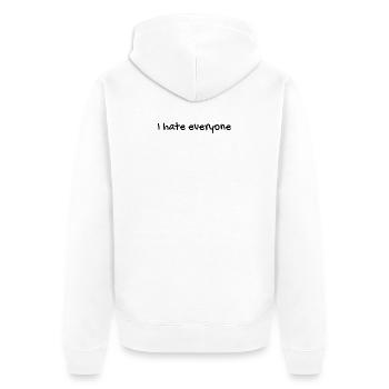 Ich hasse jeden - Unisex Premium Bio Zip Hoodie - Weiß - Hinten - Thijin (182cm)