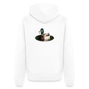 Stockente Ente - Unisex Premium Bio Zip Hoodie - Weiß - Hinten - Thijin (182cm)