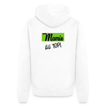 OMA. MUTTERTAG. ALLES GUTE ZUM OMA-TAG. ICH LIEBE DICH - Unisex Premium Bio Zip Hoodie - Weiß - Hinten - Thijin (182cm)