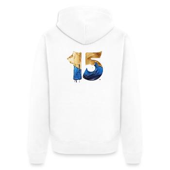 NR. 15 NUMMER 15 COOL 15. GEBURTSTAG - Unisex Premium Bio Zip Hoodie - Weiß - Hinten - Thijin (182cm)