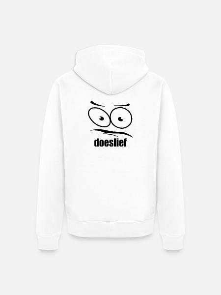 doeslief flehende Augen mit Fragezeichen-Blick - Unisex Premium Bio Zip Hoodie - Weiß