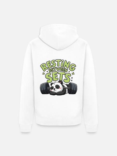 Resting Between Sets - Unisex Premium Organic Zip Hoodie - white