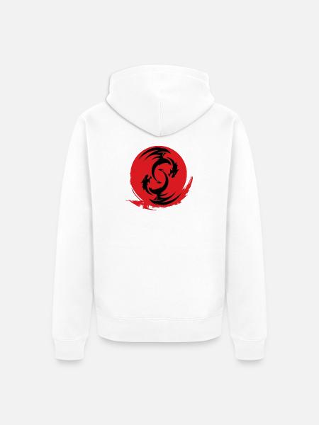 Red Dragon Circle - Unisex Premium Organic Zip Hoodie - white