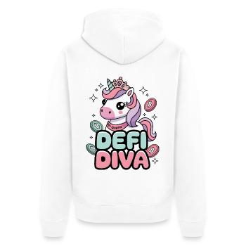 Diva Défi - Veste à capuche bio Premium Unisexe - blanc - Dos - Thijin (182cm)