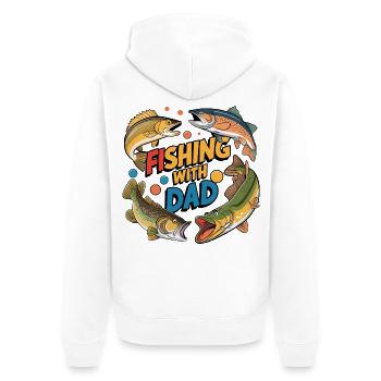 Angeln mit Papa mit bunten Fischen - Unisex Premium Bio Zip Hoodie - Weiß - Hinten - Thijin (182cm)