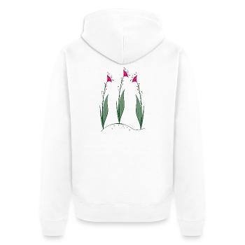 Blüten, Flowers - Unisex Premium Bio Zip Hoodie - Weiß - Hinten - Thijin (182cm)