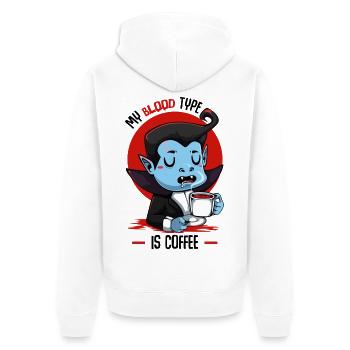 Blutkaffee Vampir Cartoon - Unisex Premium Bio Zip Hoodie - Weiß - Hinten - Thijin (182cm)