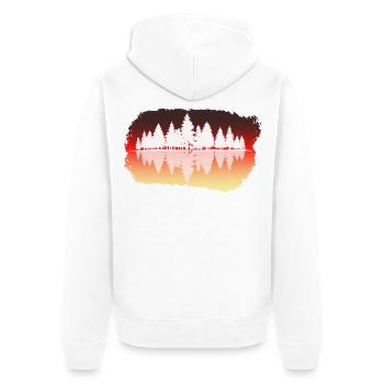 Wald - Forest - Unisex Premium Bio Zip Hoodie - Weiß - Hinten - Thijin (182cm)