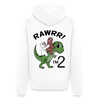 Ich bin 2 Dinosaurier Geburtstag Kindergeburtstag - Unisex Premium Bio Zip Hoodie - Weiß - Hinten - Thijin (182cm)