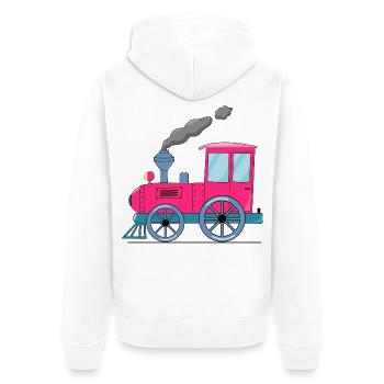Kinderzug Eisenbahn pink - Unisex Premium Bio Zip Hoodie - Weiß - Hinten - Thijin (182cm)