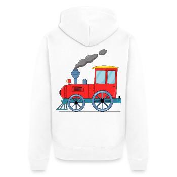 Kinderzug Eisenbahn rot - Unisex Premium Bio Zip Hoodie - Weiß - Hinten - Thijin (182cm)