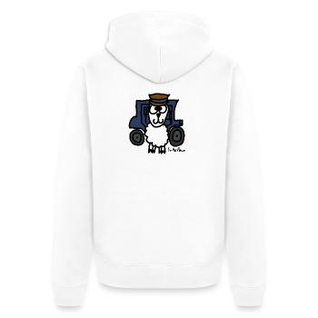 ScHoFeur - Unisex Premium Bio Zip Hoodie - Weiß - Hinten - Thijin (182cm)