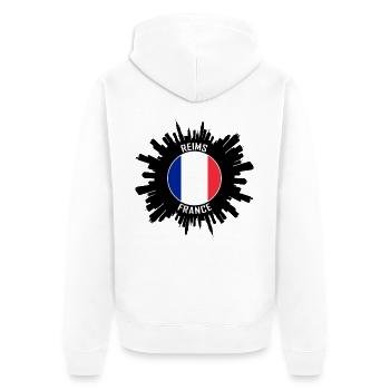 Reims Skyline Frankreich Flagge Reise-Souvenir - Unisex Premium Bio Zip Hoodie - Weiß - Hinten - Thijin (182cm)