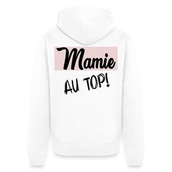OMA. MAMA. OMA. MUTTERTAG - Unisex Premium Bio Zip Hoodie - Weiß - Hinten - Thijin (182cm)