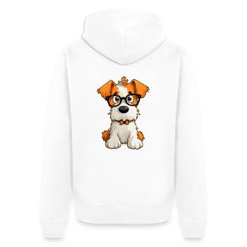 Draht Foxterrier Hunderasse Aquarell Karikatur Kawa - Unisex Premium Bio Zip Hoodie - Weiß - Hinten - Thijin (182cm)
