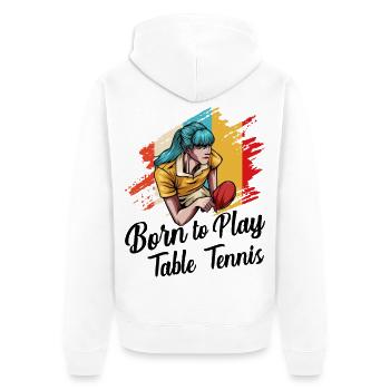Tischtennis - Unisex Premium Bio Zip Hoodie - Weiß - Hinten - Thijin (182cm)
