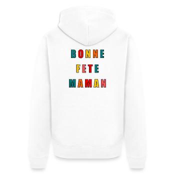 MAMA. MUTTERTAG. SCHÖNEN MUTTERTAG - Unisex Premium Bio Zip Hoodie - Weiß - Hinten - Thijin (182cm)