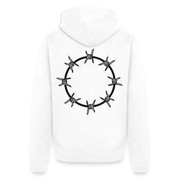 Stacheldraht Kreis Kreisform - Unisex Premium Bio Zip Hoodie - Weiß - Hinten - Thijin (182cm)