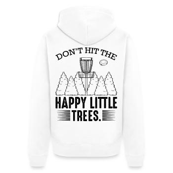 Don‘t Hit The Happy Little Trees Discgolf Geschenk - Unisex Premium Bio Zip Hoodie - Weiß - Hinten - Thijin (182cm)