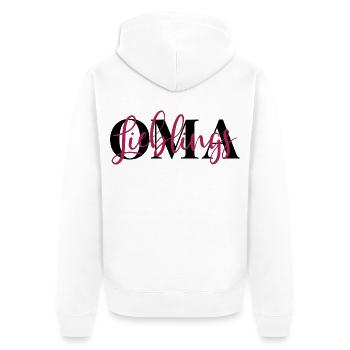 Lieblingsoma Oma - Unisex Premium Bio Zip Hoodie - Weiß - Hinten - Thijin (182cm)