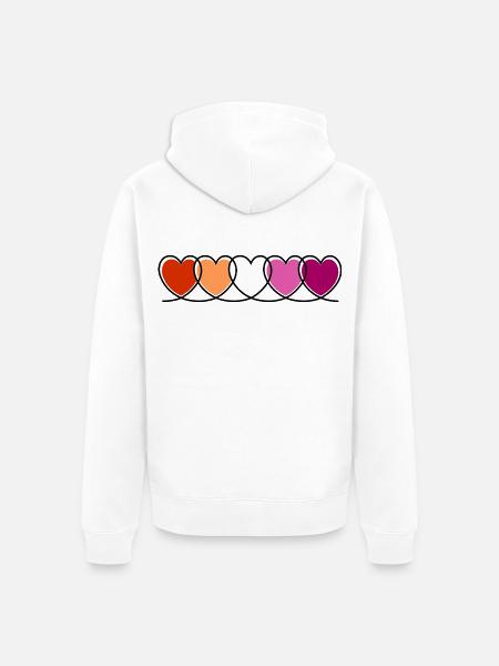 Lesbe lesbisch Herzen - Unisex Premium Bio Zip Hoodie - Weiß