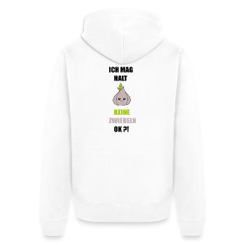 Ich mag keine Zwiebeln - Unisex Premium Bio Zip Hoodie - Weiß - Hinten - Thijin (182cm)