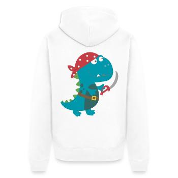 Dino Pirat Piratenkostüm Halloween Karneval Jungen - Unisex Premium Bio Zip Hoodie - Weiß - Hinten - Thijin (182cm)