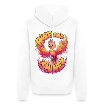 Rise And Shine - Unisex Premium Organic Zip Hoodie - white - Back - Thijin (182cm)