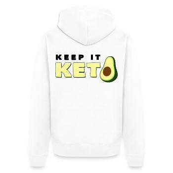 Keep It Keto Avocado Spruch Ketogene Diät Geschenk - Unisex Premium Bio Zip Hoodie - Weiß - Hinten - Thijin (182cm)