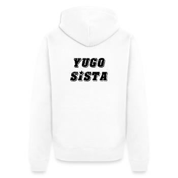 Yugo sista - style uni des Balkans - Veste à capuche bio Premium Unisexe - blanc - Dos - Thijin (182cm)