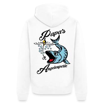 Papa's Angelexperte - Angeln mit Papa - Unisex Premium Bio Zip Hoodie - Weiß - Hinten - Thijin (182cm)