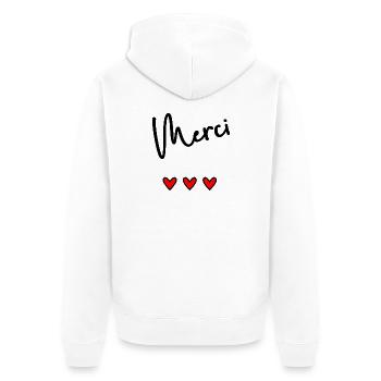 MERCI. MAÎTRESSE. MAÎTRE. MERCI MAÎTRESSE - Veste à capuche bio Premium Unisexe - blanc - Dos - Thijin (182cm)