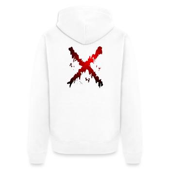 X Desing rot schwarz - Unisex Premium Bio Zip Hoodie - Weiß - Hinten - Thijin (182cm)