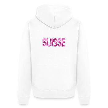 SCHWEIZ. LAND. GENF. HUMOR. FLAGGE. GENF - Unisex Premium Bio Zip Hoodie - Weiß - Hinten - Thijin (182cm)