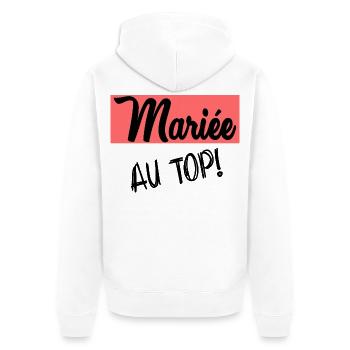 HOCHZEIT. ZUKÜNFTIGE BRAUT - Unisex Premium Bio Zip Hoodie - Weiß - Hinten - Thijin (182cm)
