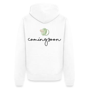 coming soon - Unisex Premium Bio Zip Hoodie - Weiß - Hinten - Thijin (182cm)