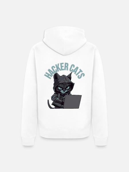 Hacker cats - Unisex Premium Bio Zip Hoodie - Weiß