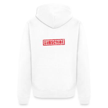 Grunge-Stempel abonnieren - Unisex Premium Bio Zip Hoodie - Weiß - Hinten - Thijin (182cm)