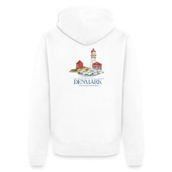 Phare du Danemark tiny house au bord de la mer - Veste à capuche bio Premium Unisexe - blanc - Dos - Thijin (182cm)