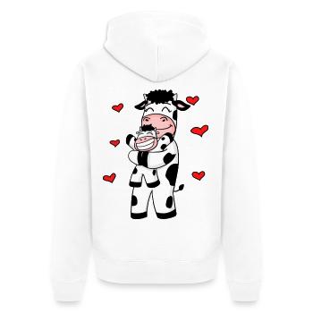 Kuh Familie Bauernhof Kühe Herz Geschenk - Unisex Premium Bio Zip Hoodie - Weiß - Hinten - Thijin (182cm)